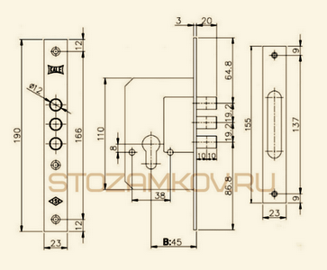 Схема установки врезного замка
